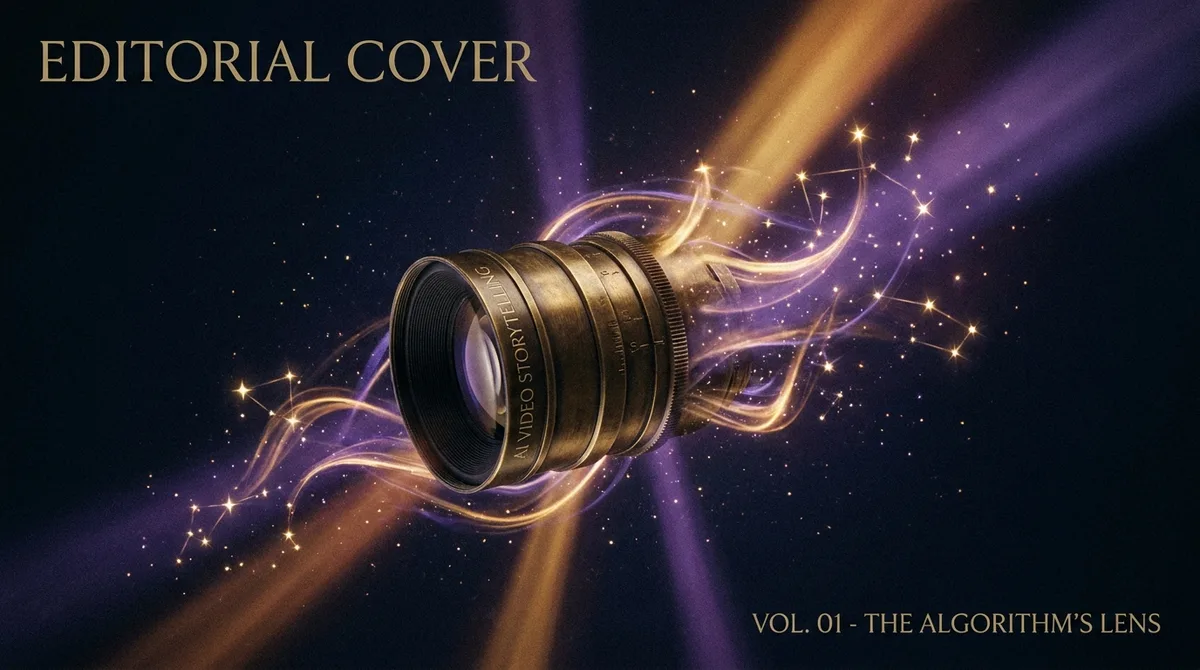 A camera lens dissolving into ribbons of light and stars